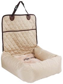 Pet Life 'Pawtrol' Converting Travel Safety Carseat and Pet Bed (Color: Beige)