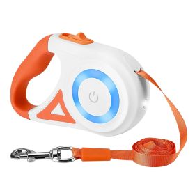 Retractable Extendable Dog Walking Leash with Flashlight Light, Waste Bag Dispenser (Color: Orange)