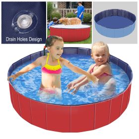 Pet Swimming Pool PVC Kiddie Baby Dog Swim Pool (Color: Red)